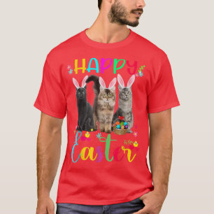 Happy Oaster Three Cat Wear Bunny Ears Aktionskorb T-Shirt