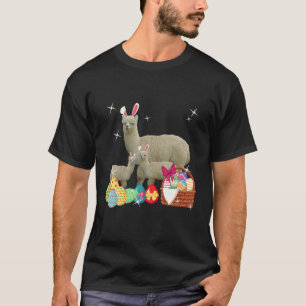 Happy Oaster Three Llama Tragend Bunny Ear Llama L T-Shirt