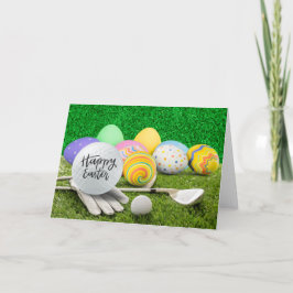 Happy Oaster to golfer mit Eiern und Golfclub Feiertagskarte