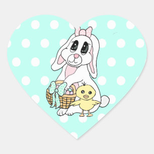 Happy Oaster to you Bunny and Chick Herz-Aufkleber