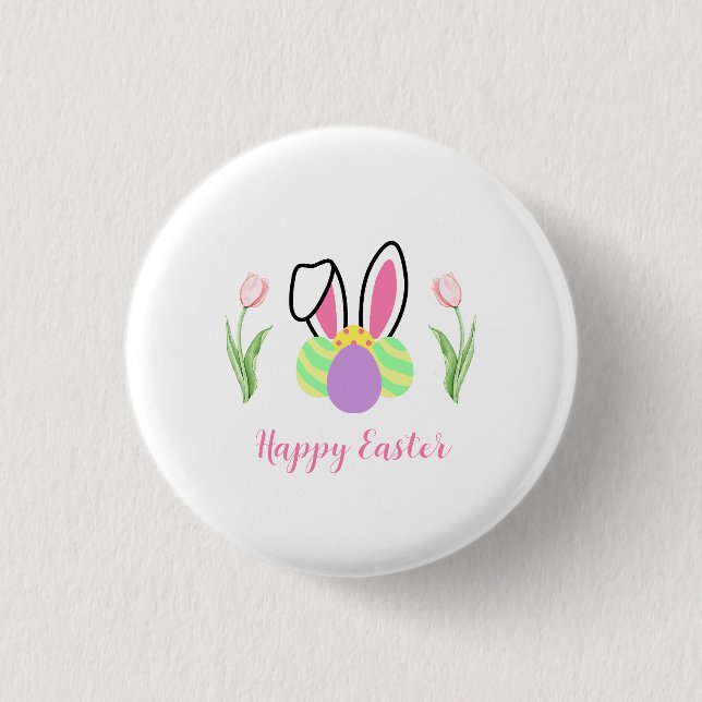 Happy Oaster Tulip Blume Sonnige Ohren und Eier Button (Vorderseite)