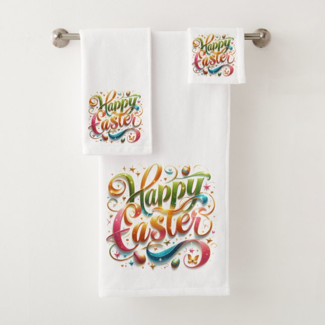 Happy Oaster Typografy Badhandtuch Set (Insitu)