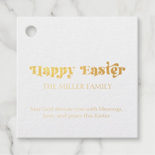 Happy Oaster Typografy Pastel Blume Muster Geschenkanhänger (Vorderseite)