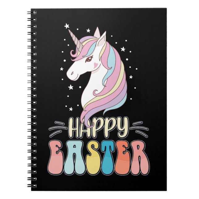 Happy Oaster Unicorn Bunny Rabbit Eggs Notizblock (Vorderseite)