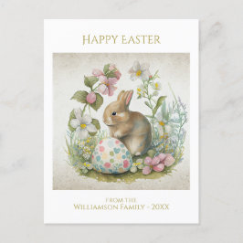 Happy Oaster Vintag Bunny mit Egg Personalisiert Feiertagspostkarte