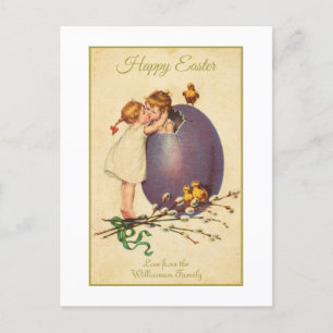 Happy Oaster Vintag Chicks Ei Boy Girl Feiertagspostkarte