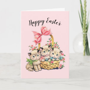 Happy Oaster Vintag Kittens Karte
