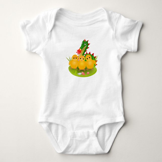 Happy Oaster von drei Küken und Dragon von Mons Baby Strampler (Vorderseite)