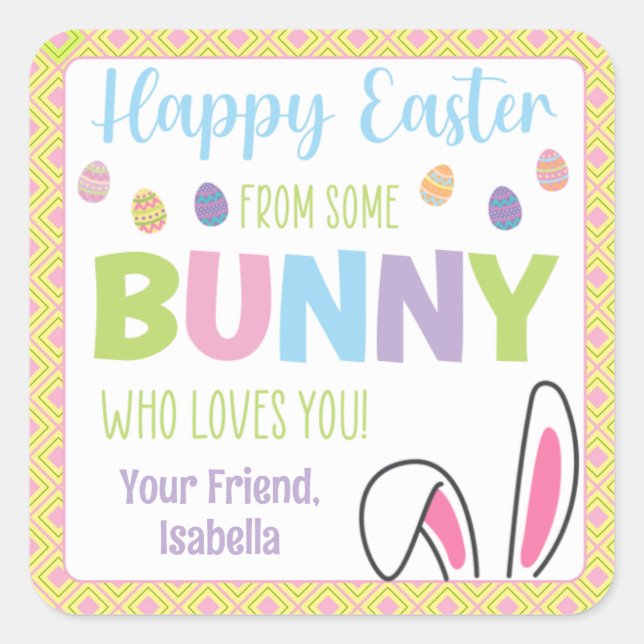 Happy Oaster von einigen Bunny Who Lieben Sie Quadratischer Aufkleber (Vorderseite)