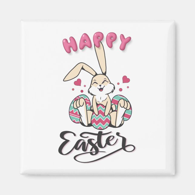 Happy Oaster von schönem Osterhase Magnet (Vorne)