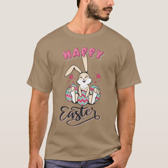 Happy Oaster von schönem Osterhase T-Shirt (Vorderseite)