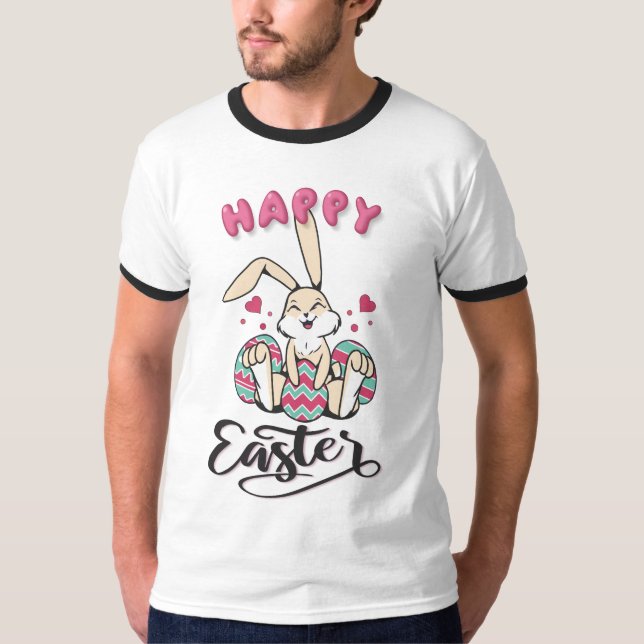 Happy Oaster von schönem Osterhase T-Shirt (Vorderseite)