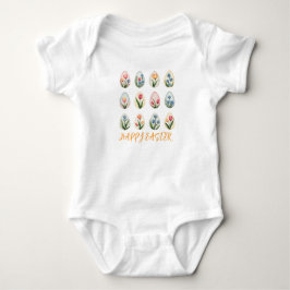 Happy Oaster Watercolor Blumeneier Baby Strampler