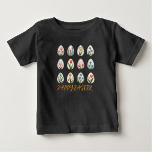 Happy Oaster Watercolor Blumeneier Baby T-shirt