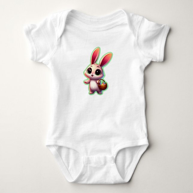 Happy Oaster Watercolor Bunny Baby Strampler (Vorderseite)