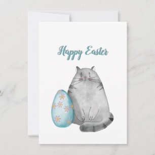 Happy Oaster Watercolor Cat Feiertagskarte