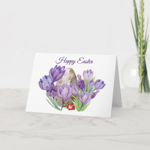 Happy Oaster Watercolor Lila Crocus Blume Karte
