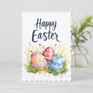 Happy Oaster Watercolor Minimalistisch Feiertagskarte