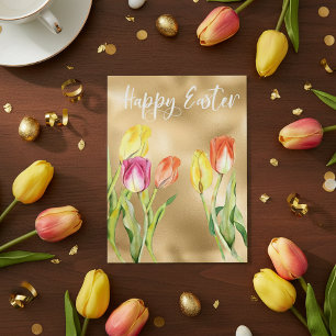 Happy Oaster Watercolor Tulip Floral Postkarte