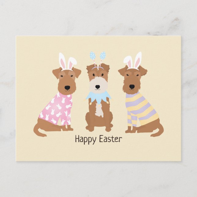 Happy Oaster Welsh Terrier Dogs Postkarte (Vorderseite)