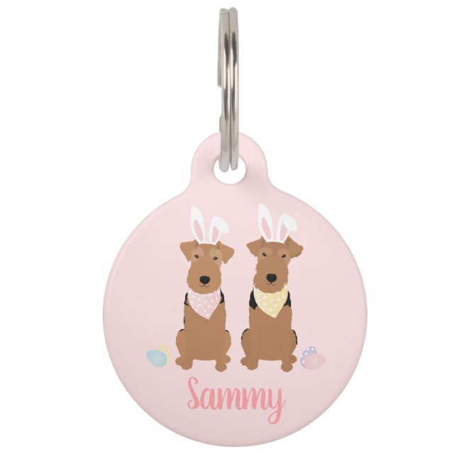 Happy Oaster Welsh Terriers Dogs Bunny Ears Haustiermarke (Vorderseite)