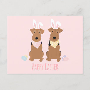 Happy Oaster Welsh Terriers Dogs Bunny Ears Postkarte
