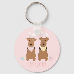 Happy Oaster Welsh Terriers Dogs Bunny Ears Schlüsselanhänger