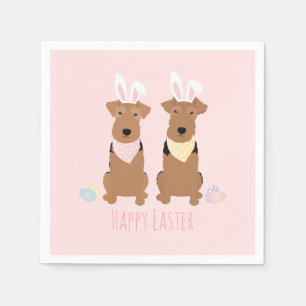 Happy Oaster Welsh Terriers Dogs Bunny Ears Serviette