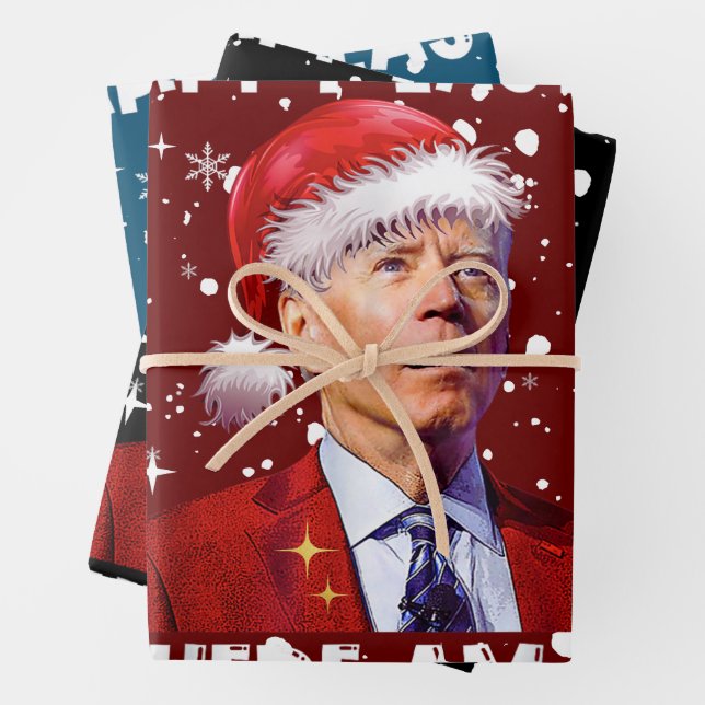 Happy Oaster Where Bin I Funny Joe Biden Santa Xma Geschenkpapier Set (Beispiel)
