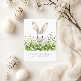 Happy Oaster White Bunny Florals Personalisiert Feiertagspostkarte