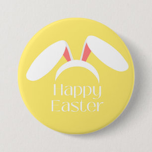 Happy Oaster white bunny Ohren gelb Button