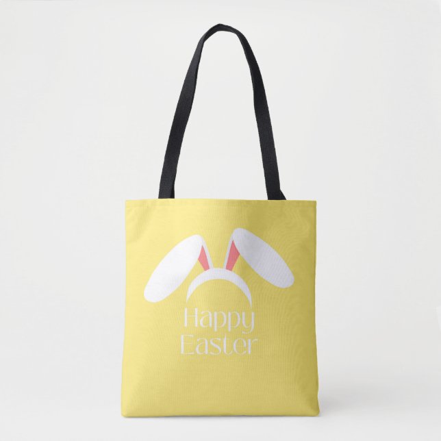 Happy Oaster white bunny Ohren gelb Tasche (Vorderseite)
