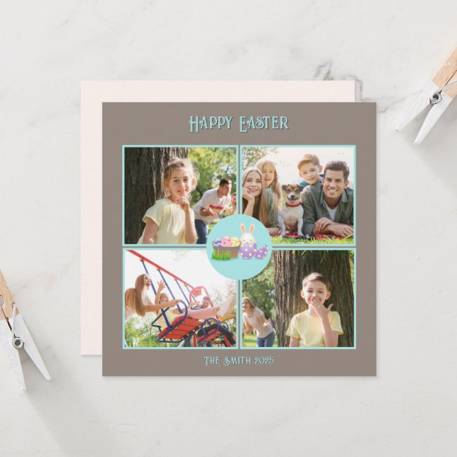 Happy Oaster wünscht Flat Green Karte (Vorderseite/Rückseite Beispiel)