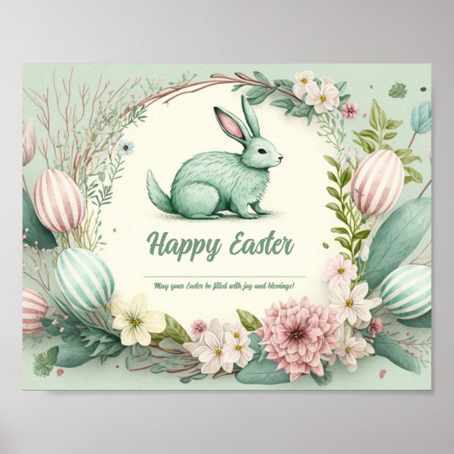 Happy Oaster wünscht Illustration Poster (Vorne)