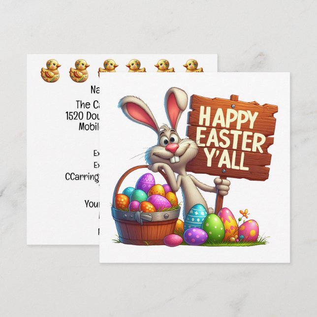 Happy Oaster Y'All Einladung (Vorne/Hinten)