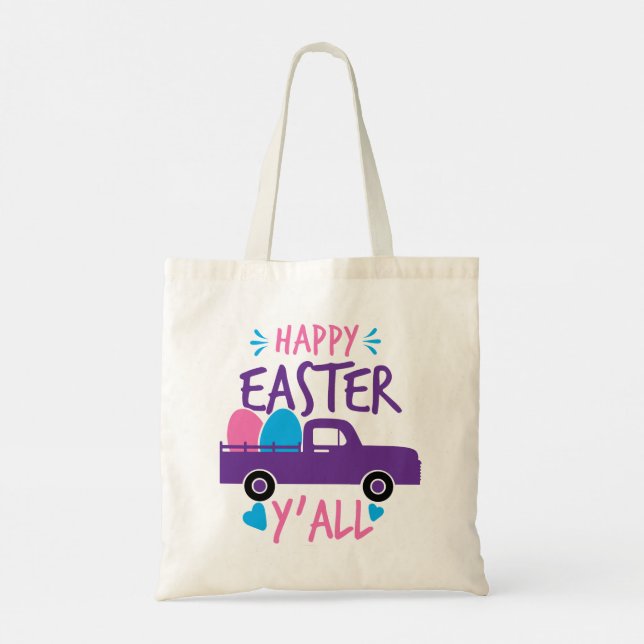 Happy Oaster Y'all Modern Egg Truck Gefallen Tragetasche (Rückseite)