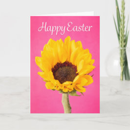 Happy Oaster Yellow Blume auf Rosa Feiertagskarte