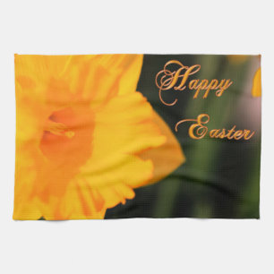 Happy Oaster Yellow Spring Daffodie Blume Geschirrtuch