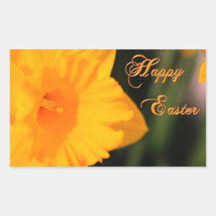 Happy Oaster Yellow Spring Daffodie Blume Rechteckiger Aufkleber
