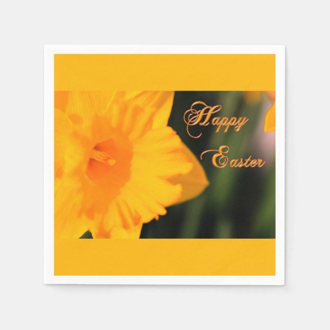 Happy Oaster Yellow Spring Daffodie Blume Serviette (Vorderseite)