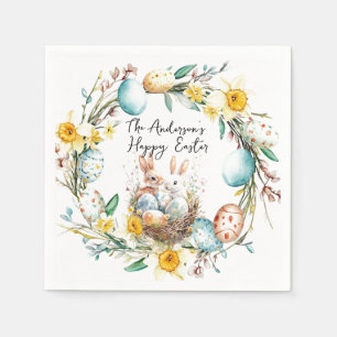 Happy Oaster zwei Banns und blumengeschmückte Oste Serviette