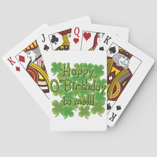 Happy O'Birthday to Me with Shamrocks Spielkarten (Rückseite)
