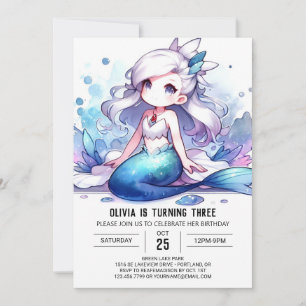 Happy Ocean Mermaid Birthday Einladung