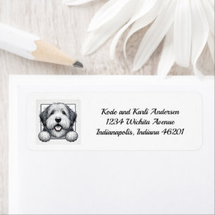 Happy Old English Sheepdog Rücksendeadresse Label