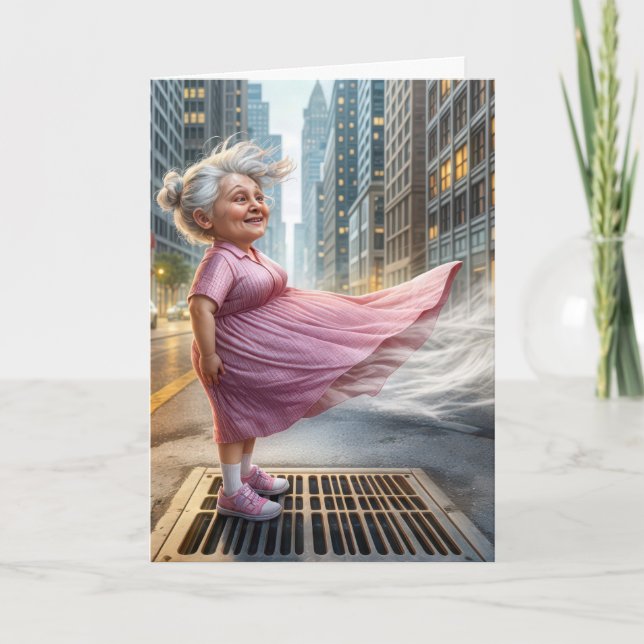 Happy Old Lady on a Street Vent Karte (Vorderseite)
