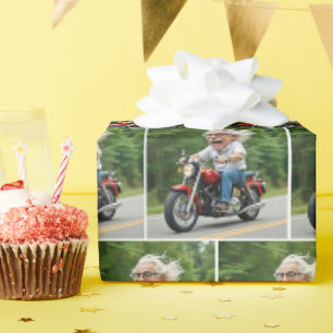 Happy Old Man Ride auf einem Motorrad Geschenkpapier