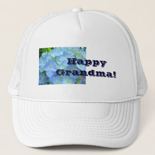Happy Oma! hats Blue Floral Hydrangea Blume Truckerkappe