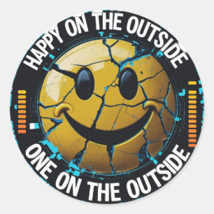 Happy on the Outside Emoji Sticker   Spaß & Relata