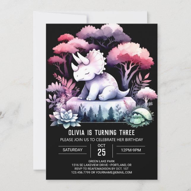 Happy Online Triceratops Geburtstag Einladung (Vorderseite)
