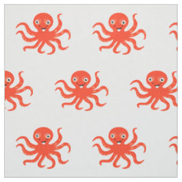 Happy Orange Cartoon Octopus Stoff